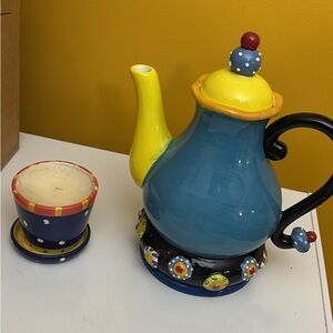 Colorful Ceramic Teapot and Cup Set